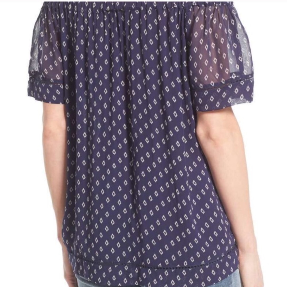 Lucky brand off the shoulder navy shirt - Picture 6 of 8